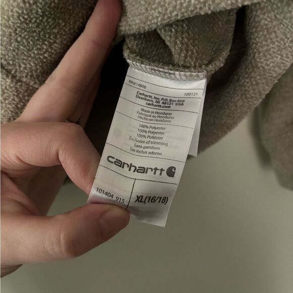 Men's Carhartt Full Zip Hoodie SZ XL Tan Embroidered Basic Workwear Fleece - Picture 6 of 8